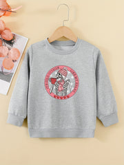 Skeleton Graphic Girls Sweatshirt Halloween Party Top for Kids