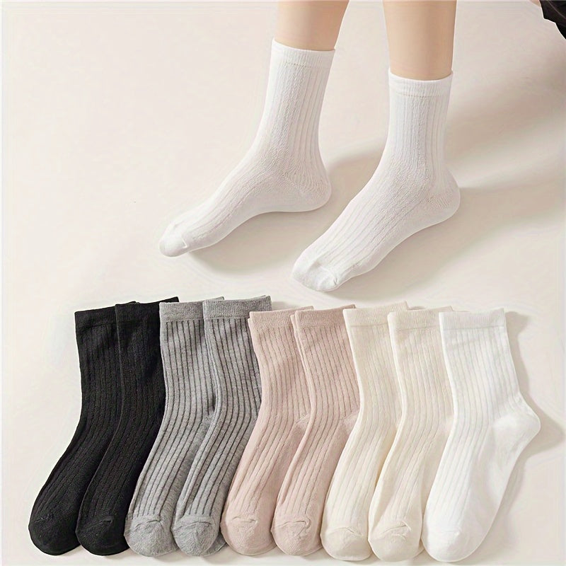 10 Pairs Soft Mid Tube Socks Women's Stockings