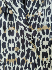 Leopard Print Button Decor Blazer
