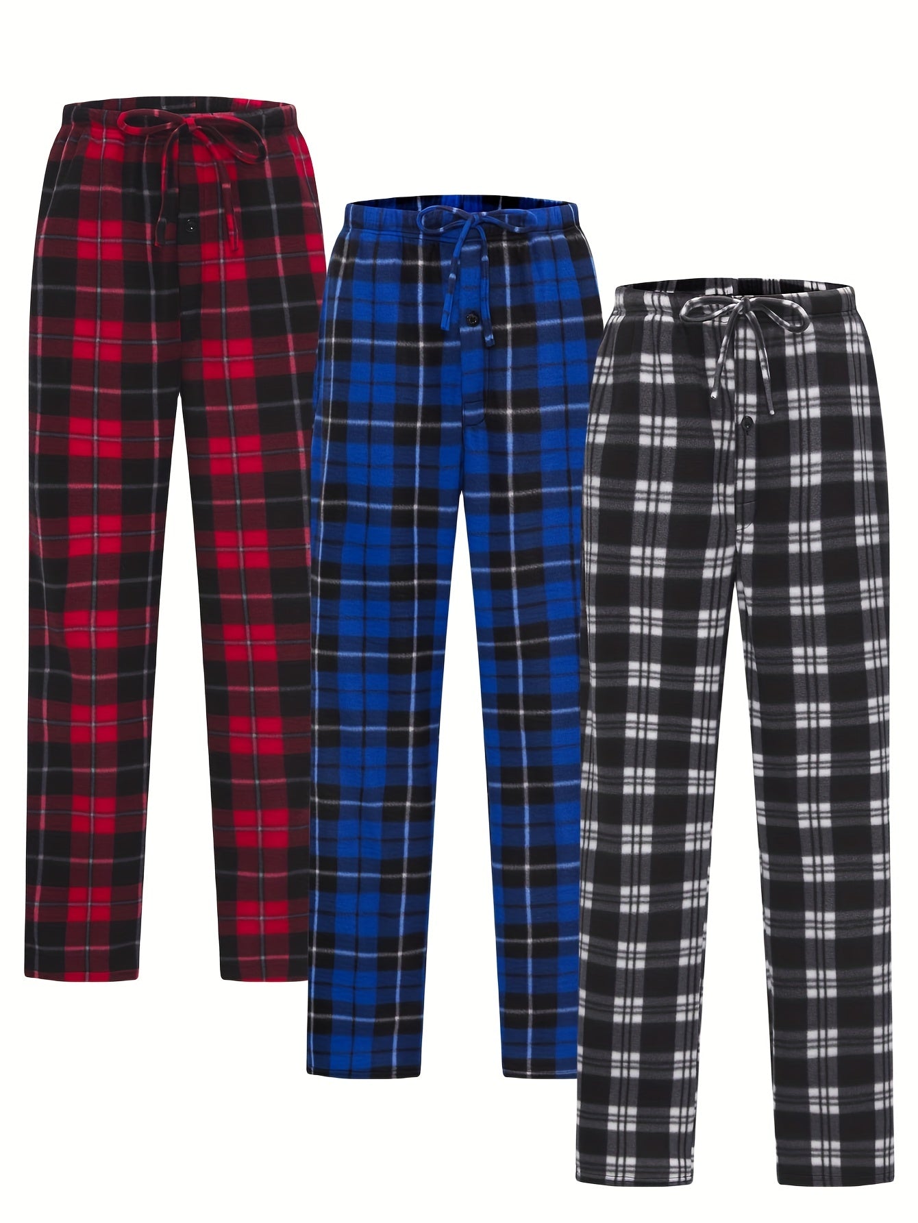 Men's Plaid Fleece Yoga Pants Active Stretch Joggers