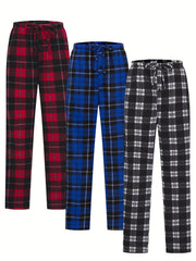 Men's Plaid Fleece Yoga Pants Active Stretch Joggers