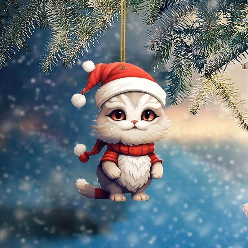 Cat Christmas 2D Hanging Ornament Xmas Tree Decoration