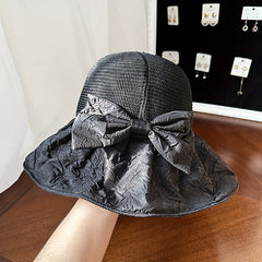 Bowknot Embossed Bucket Hat UV Protection