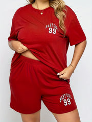  Sporty Lounge Set Women's Tee & Shorts Pajama Set