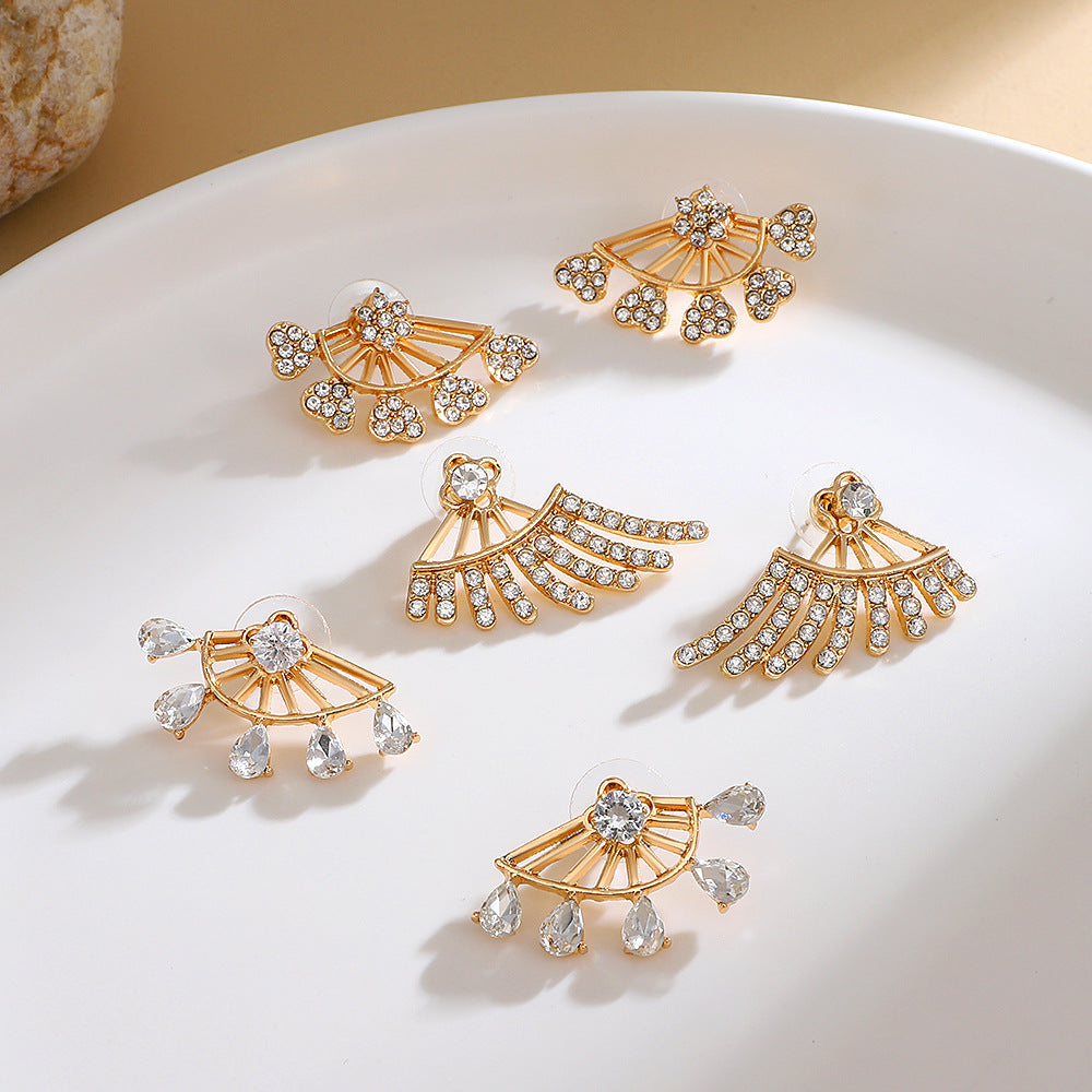 Zircon Geometric Earrings Rear Hanging Love Water Drop Earrings