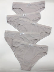 5pcs Solid Bow Tie Briefs Women's Lingerie & Underwear