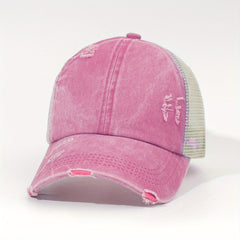 Leopard Print Ponytail Baseball Cap Mesh Trucker Hat