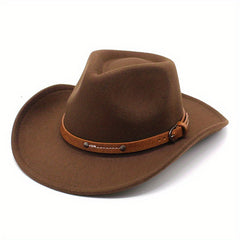 Casual Sunshade Straw Hat with Belt & Metal Buckle for Travel Seaside