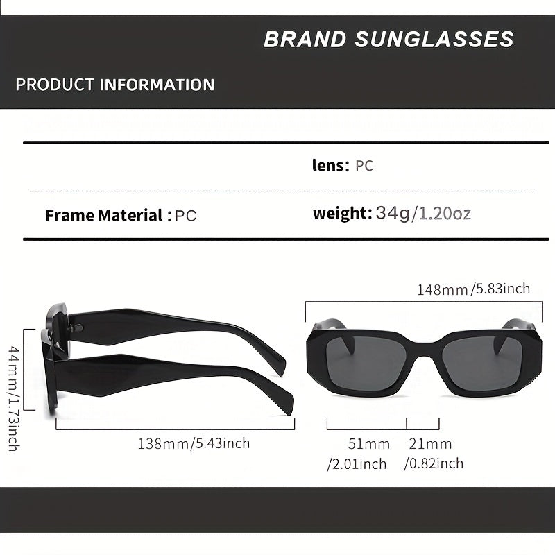 Stylish Punk Rectangular Sunglasses UV Protection Outdoor Travel Eyewear