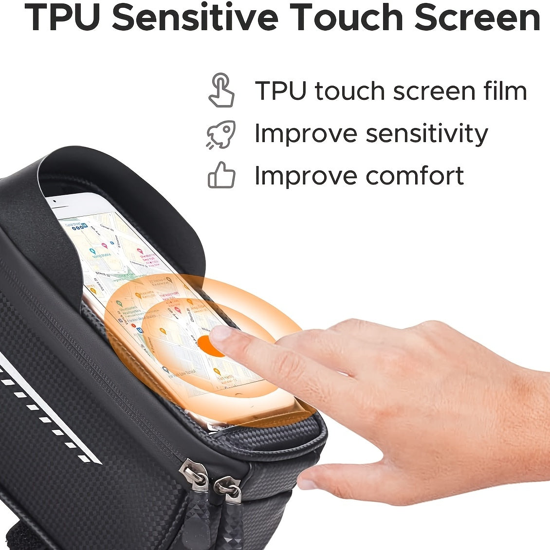 Waterproof Bike Front Frame Bag with Phone Holder Cycling Storage Accessory