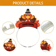 6pcs Thanksgiving Hair Hoop Dress Up Supplies Happy Thanksgiving Party