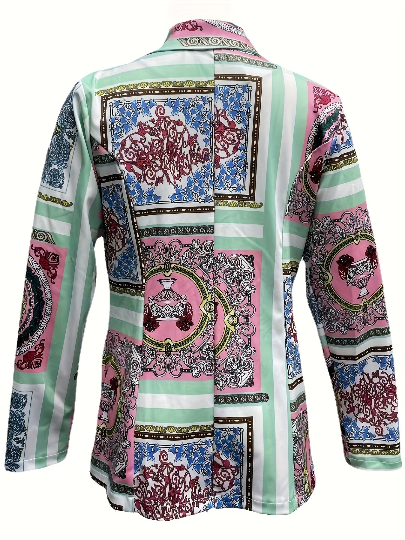  Baroque Print Long Sleeve Blazer