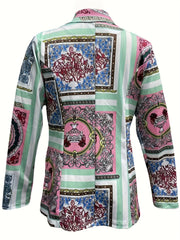  Baroque Print Long Sleeve Blazer