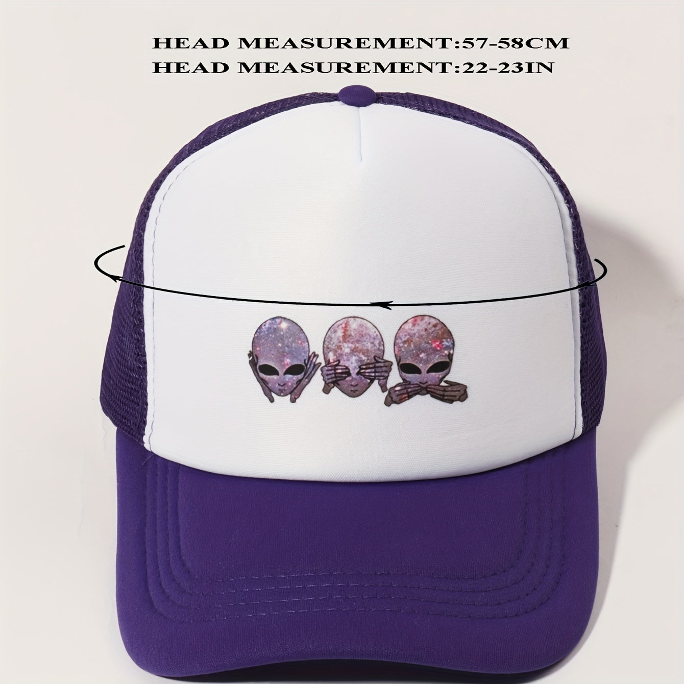 Purple Alien Trucker Hat Baseball Cap Mesh Sunshade Dad Hat