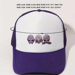 Purple Alien Trucker Hat Baseball Cap Mesh Sunshade Dad Hat