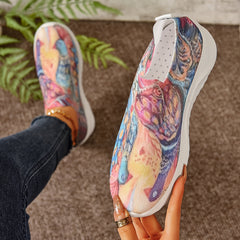 Women's Peacock Graphic Flying Running Shoes Comfort Slip on Flat Shoes