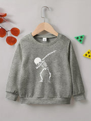 Funny Hip Hop Skeleton Print Boys Casual Pullover Sweatshirt