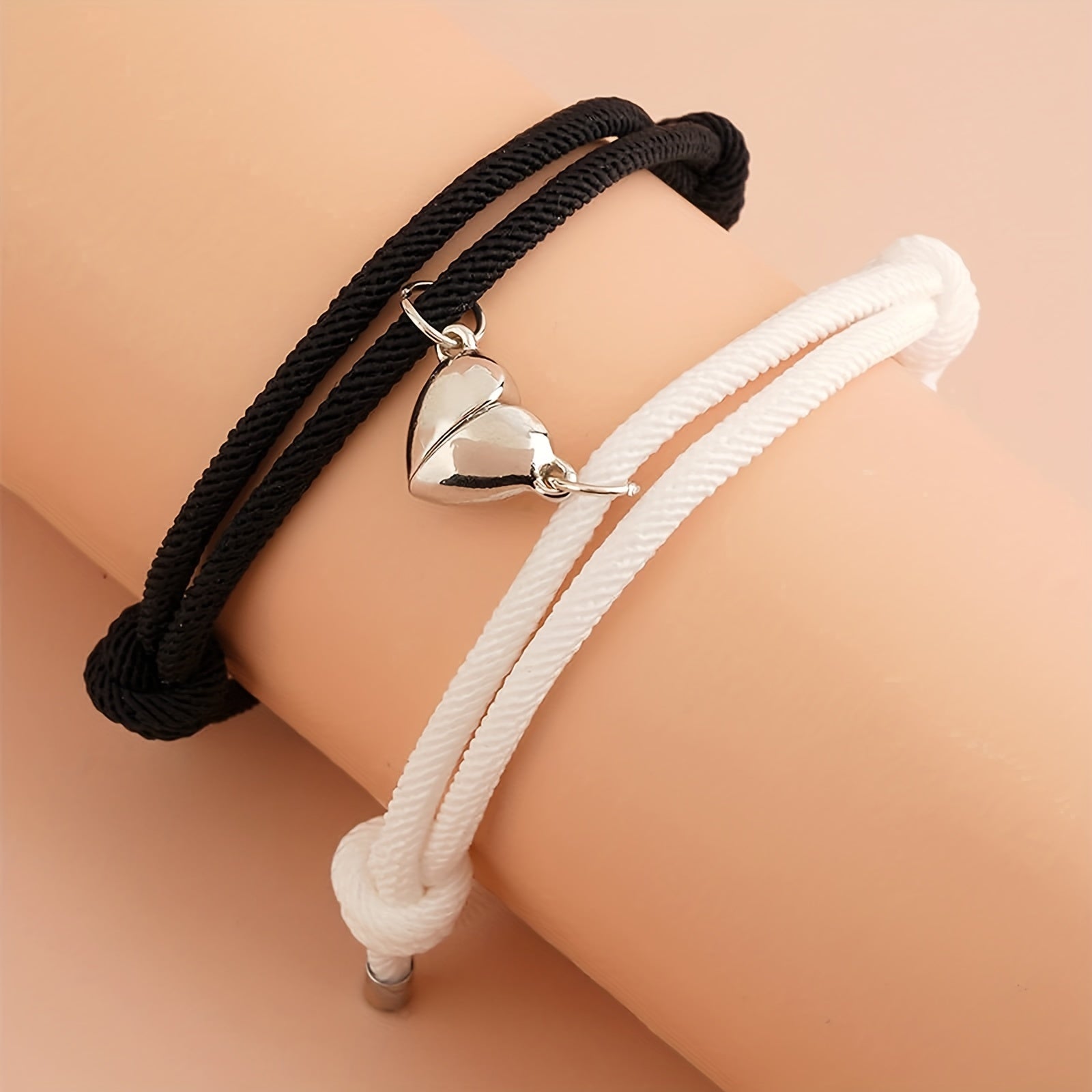 2pcs Love Heart Magnet Buckle Bracelets Couple Set Accessories