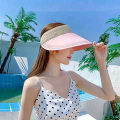 Solid Wide Brim Visor Sun Hat for Women