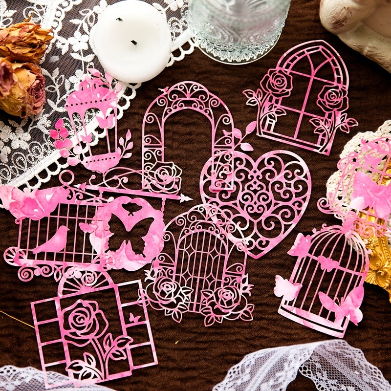 10pcs Hollowed Stamping Card Curtain Decorative Paper