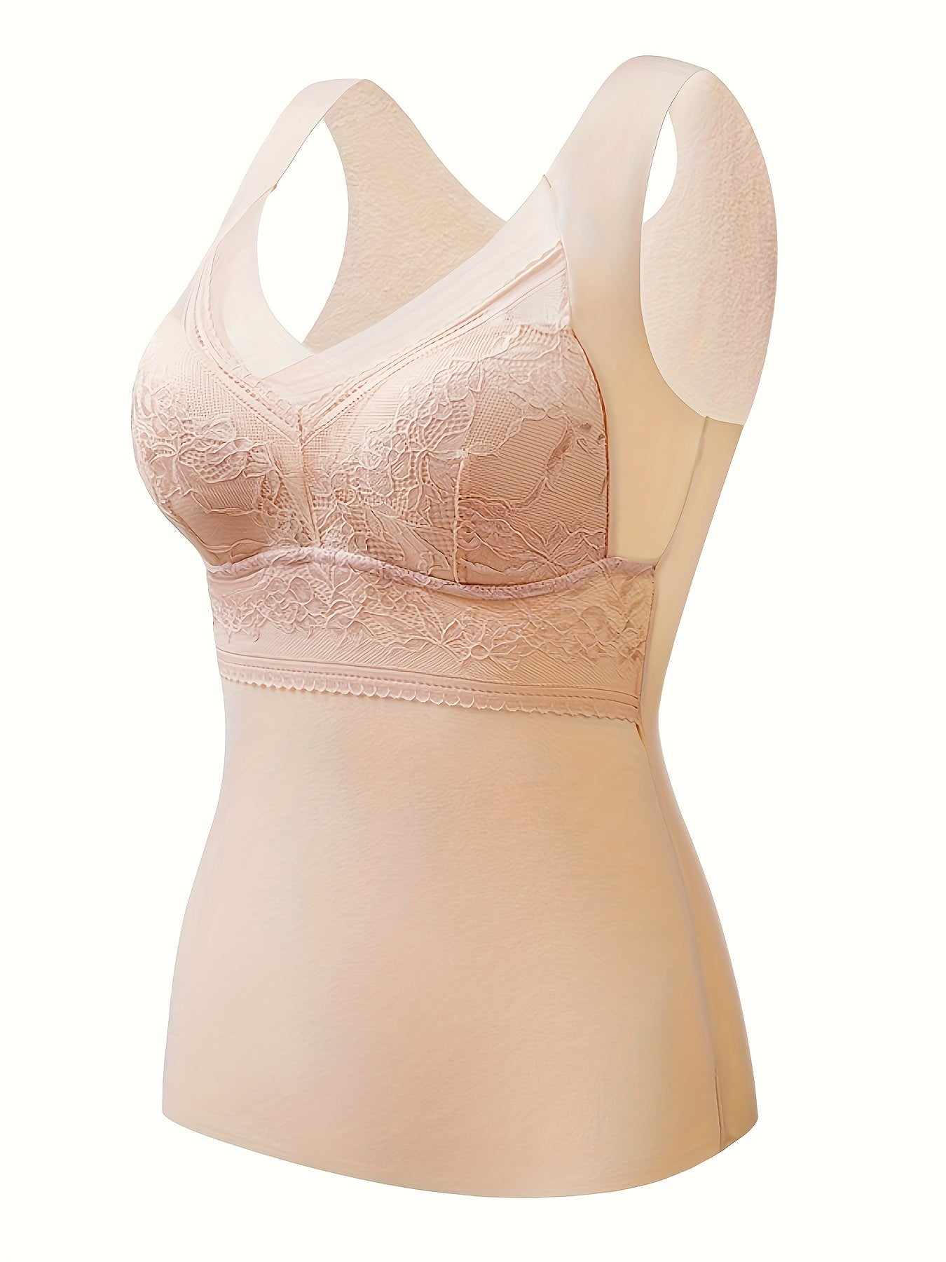Soft V Neck Lace Stitching Thermal Underwear Top
