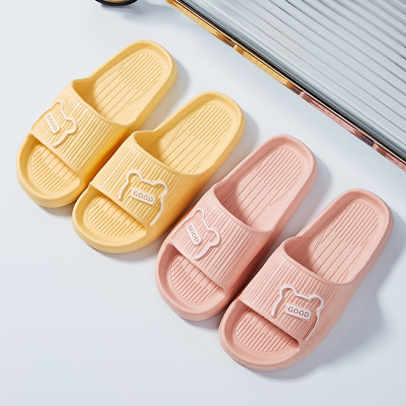 Women's Solid Slippers Open Toe Non slip Flat Indoor Bathroom Shoes