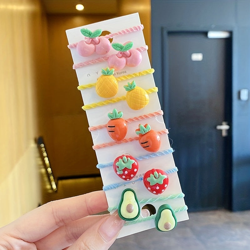 10pcs Baby Hair Tie Rubber Band Cartoon Buckle