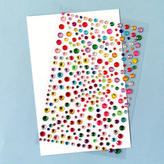 Colorful Round Dot Rhinestone Stickers Gem Beauty Decoration Self Adhesive