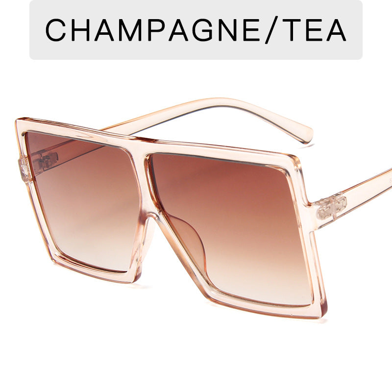 Square Sunglasses Women Female Eyewear Plastic Frame Clear Lens UV400 Shade