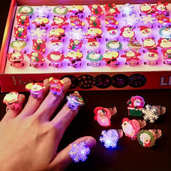 10 Pcs Christmas Glow Rings For Kids PVC Soft Rubber Ring Random Colors