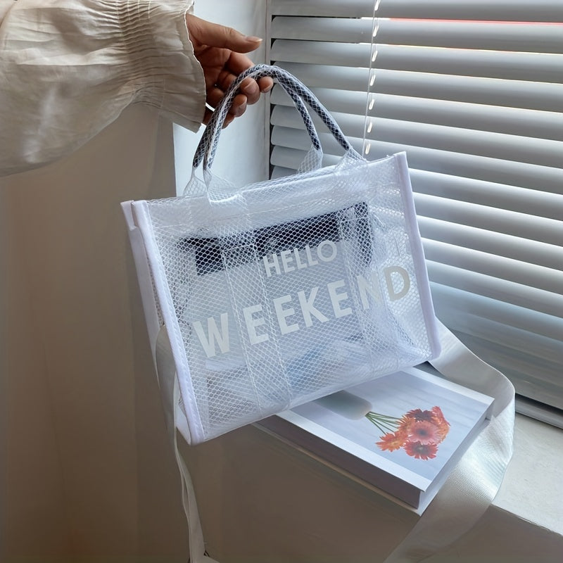 Transparent Mesh PVC Crossbody Bag Large Capacity Jelly Bag