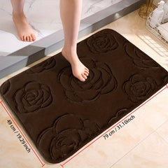 Rose Flower Patterned Bathroom Bath Mat Non-slip Carpet Memory Foam Mat 40