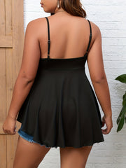  Sexy Cami Top Women's Plus Plain Strappy Ruffle Backless Peplum