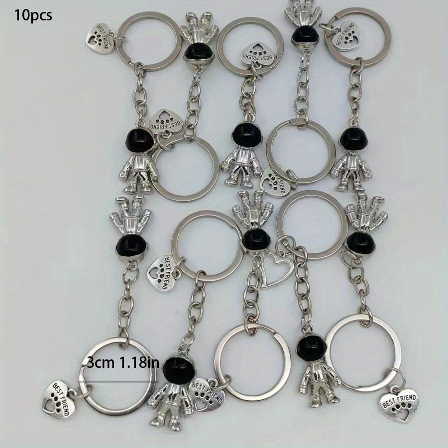 Heart Astronaut Keychain Alloy Backpack Purse Charm Key Ring