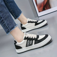 Women's Leaf Pattern Canvas Shoes Lace Up Low Top Casual Walking Shoes