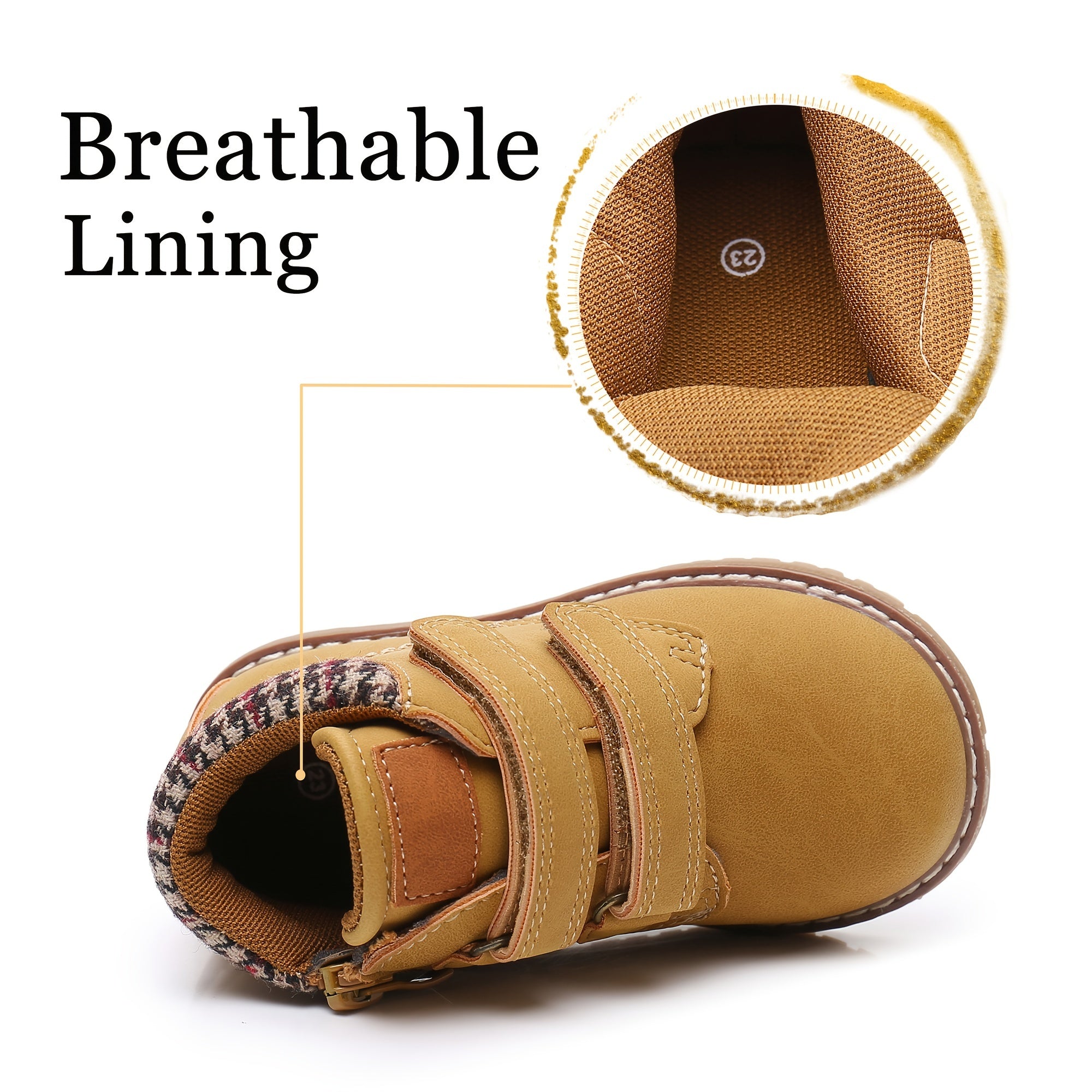 Boys Ankle Boots with Hook & Loop Fasteners for Outdoor Activities