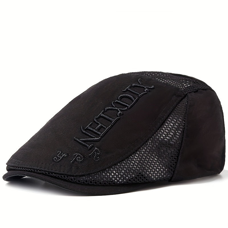 Men's Summer Beret Mesh Cap Sun Visor Flat Cap Adjustable Newsboy Cap