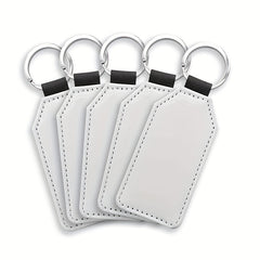 10pcs PU Leather Sublimation Keychains Heat Transfer Glitter Keyring