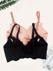 Colorblock Wave Trim Wireless Bra Women's Lingerie & Underwear