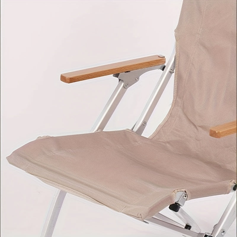 Ergonomic Folding Chair Aluminum Wood Armrest Portable Outdoor Camping