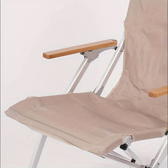 Ergonomic Folding Chair Aluminum Wood Armrest Portable Outdoor Camping