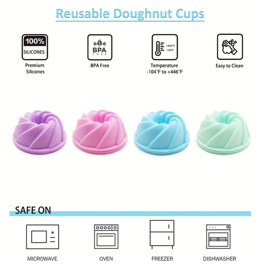 12pcs Silicone Bundt Cake Mold Non Stick Mini Fluted Cake Cups