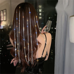 Bling Rhinestones Chain Tassel Hairpin Hair Barrette