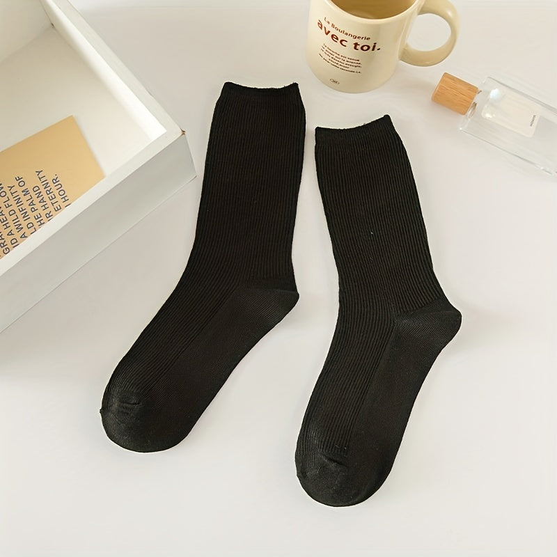 4 Pairs Solid Socks Comfy & Breathable Women's Stockings