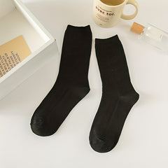4 Pairs Solid Socks Comfy & Breathable Women's Stockings
