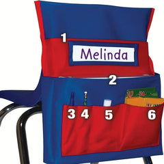 Canvas & Red Chair Pockets Chairback Buddy Pocket Chart Storage Bag