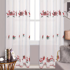Santa Claus Embroidered Sheer Curtain for Rural Pastoral Decor