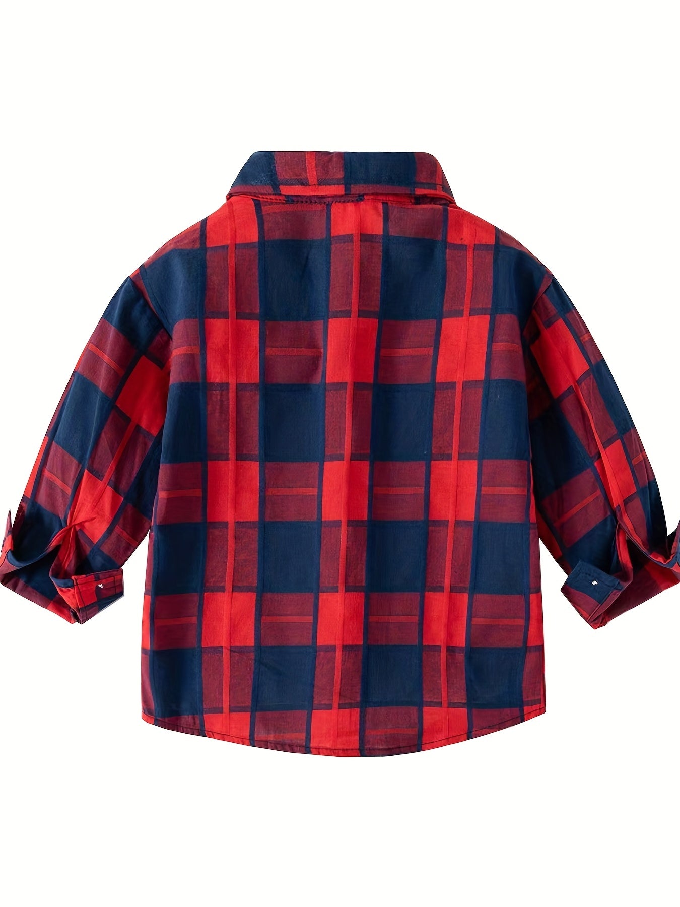Boys Stylish Plaid Long Sleeve Shirt Casual Lapel Stretch Top