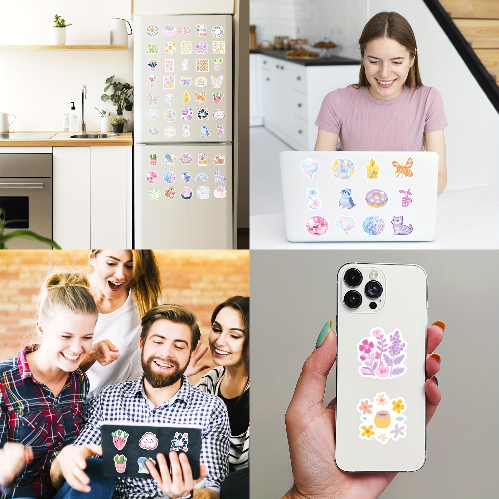50pcs Spring Pastel Flower & Animal Stickers for Teens