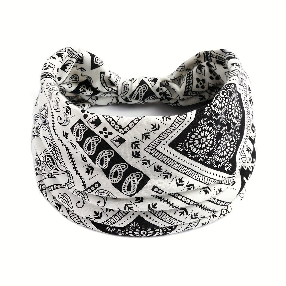 Boho Style Wide Brim Headband Paisley Pattern Sports Sweatband